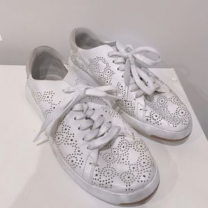 White sneakers with cute swirl design!